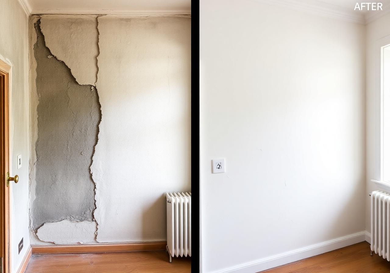 Voor en na stucwerk in een woning in Breda