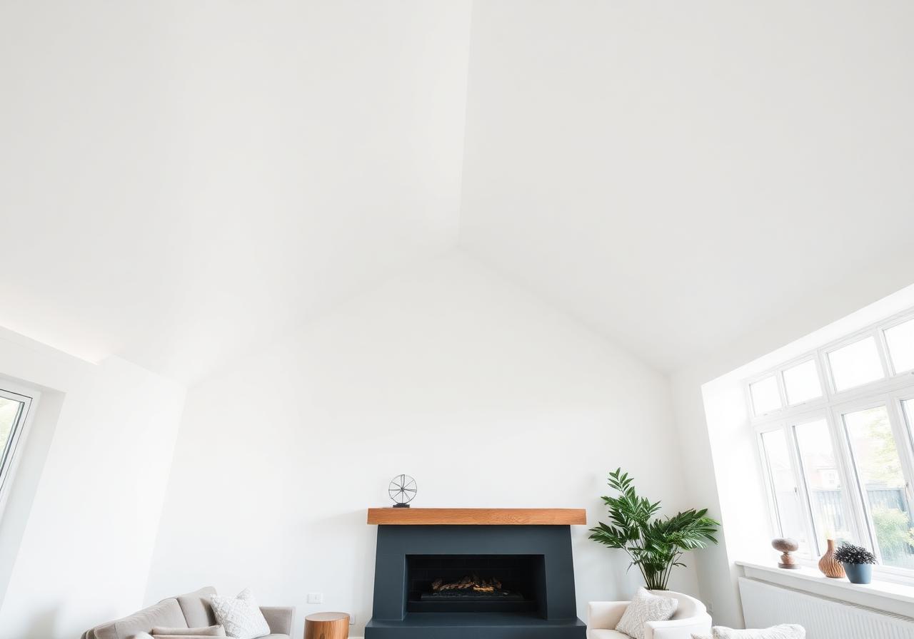 Strak gestuct plafond in een woonkamer in Breda
